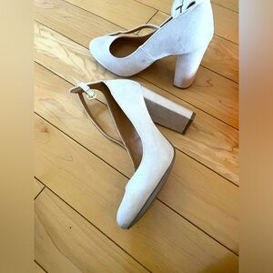 Women's Light Beige Ankle Strap Heels - Size 6